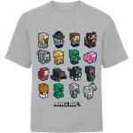 Graue Melierte Kurzärmelige Minecraft Kinder T-Shirts aus Baumwolle für Mädchen Größe 116 