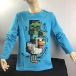 Hellblaue Langärmelige Minecraft Printed Shirts für Kinder & Druck-Shirts für Kinder für Jungen Größe 128 