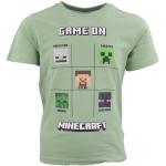 Hellgrüne Sportliche Kurzärmelige Minecraft Rundhals-Ausschnitt Printed Shirts für Kinder & Druck-Shirts für Kinder aus Baumwolle für Jungen Größe 134 