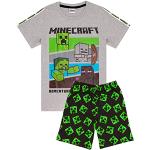 Graue Minecraft Kinderschlafanzüge & Kinderpyjamas aus Baumwolle für Jungen 