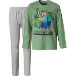 Grüne Minecraft Lange Kinderschlafanzüge aus Baumwolle für Jungen Größe 134 