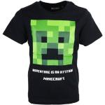Reduzierte Schwarze Casual Kurzärmelige Minecraft Rundhals-Ausschnitt Printed Shirts für Kinder & Druck-Shirts für Kinder aus Baumwolle für Jungen Größe 116 