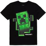 Schwarze Elegante Kurzärmelige Minecraft Kinder T-Shirts aus Baumwolle für Jungen für den für den Sommer 