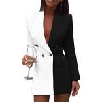 Schwarze Business Langärmelige Minetom Mini V-Ausschnitt Minikleider & kurze Kleider mit Glitzer mit Knopf für Damen Größe XS für Partys 