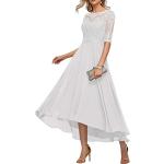 Weiße Elegante Halblangärmelige Minetom Maxi Lange Abendkleider aus Chiffon für Damen Größe L für Hochzeitsgäste für den für den Sommer 