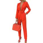 Orange Karo Business Minetom Damenhosenanzüge Größe XS 2-teilig für Partys 