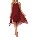 Rote Elegante Ärmellose Minetom Midi Chiffon-Abendkleider aus Chiffon für Damen Größe L für Brautjungfern für den für den Sommer 
