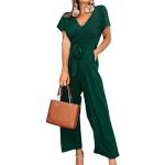 Grüne Unifarbene Casual Kurzärmelige Minetom V-Ausschnitt Lange Overalls für Damen Größe M für Partys für den für den Sommer 