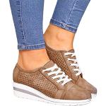 Braune Vintage Minetom Runde Low Sneaker mit Strass ohne Verschluss in Normalweite rutschfest für Damen Größe 43 