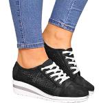 Schwarze Vintage Minetom Runde Low Sneaker mit Strass ohne Verschluss in Normalweite rutschfest für Damen Größe 43 