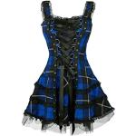 Blaue Karo Gothic Ärmellose Minetom Mini Minikleider & kurze Kleider für Damen Größe XXL für Partys 