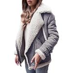 Graue Streetwear Minetom Maxi Kurze Lederjacken aus Veloursleder für Damen Größe XS für den für den Winter 