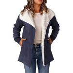 Blaue Elegante Minetom Maxi Lange Lederjacken aus Veloursleder für Damen Größe L für den für den Winter 