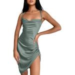 Dunkelgrüne Elegante Minetom Mini Kurze Abendkleider mit Rüschen aus Samt für Damen Größe XS für Partys 