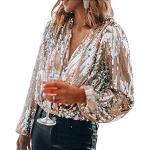 Aprikose Elegante Langärmelige Minetom V-Ausschnitt Chiffon-Abendkleider mit Pailletten aus Chiffon für Damen Übergrößen für Partys 