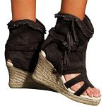 Braune Boho Minetom Römersandalen & Gladiator Sandalen mit Fransen in Normalweite leicht für Damen Größe 40 für den für den Sommer 