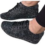 Schwarze Elegante Minetom Pailletten-Sneaker mit Pailletten mit Schnürsenkel in Normalweite aus Stoff leicht für Damen Größe 42 