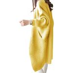 Gelbe Oversize Minetom Maxi Grobstrickjacken für Damen Einheitsgröße für den für den Herbst 
