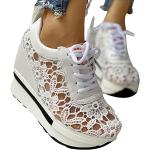 Weiße Minetom Low Sneaker mit Strass in Normalweite aus Mesh atmungsaktiv für Damen Größe 36 