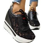 Schwarze Minetom Low Sneaker mit Strass in Normalweite aus Mesh atmungsaktiv für Damen Größe 38 