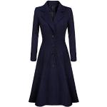 Blaue Elegante Minetom Maxi Trenchcoats lang mit Knopf aus Wolle für Damen Größe L für den für den Winter 