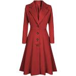 Rote Elegante Minetom Maxi Trenchcoats lang mit Knopf aus Wolle für Damen Größe L für den für den Winter 