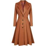 Braune Elegante Minetom Maxi Trenchcoats lang mit Knopf aus Wolle für Damen Größe S für den für den Winter 