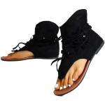 Schwarze Vintage Minetom Römersandalen & Gladiator Sandalen mit Riemchen in Normalweite leicht für Damen Größe 42 für den für den Sommer 
