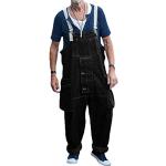 Schwarze Loose Fit Minetom Jeans-Latzhosen aus Denim für Herren Größe 3 XL für Partys 
