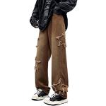 Braune Hip Hop Minetom Straight Leg Jeans aus Denim für Herren Größe XS für Partys 