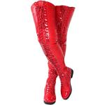 Rote Minetom Damenoverkneestiefel mit Reißverschluss aus PU Gefüttert Größe 41 für den für den Winter 