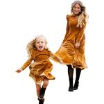 Gelbe Elegante Langärmelige Minetom Maxi Rundhals-Ausschnitt Ballkleider aus Samt für Damen Größe S Weihnachten für den für den Winter 