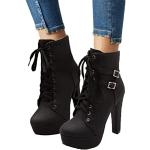 Schwarze Minetom Blockabsatz High Heel Stiefeletten & High Heel Boots mit Schnalle in Normalweite aus Gummi rutschfest für Damen Größe 43 