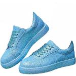 Blaue Elegante Minetom Pailletten-Sneaker mit Pailletten mit Schnürsenkel in Normalweite aus Stoff leicht für Damen Größe 36 