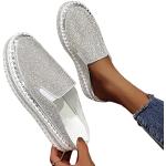 Silberne Minetom Pailletten-Sneaker mit Strass ohne Verschluss in Normalweite leicht für Damen Größe 41 