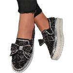 Schwarze Minetom Pailletten-Sneaker mit Pailletten ohne Verschluss in Normalweite leicht für Damen Größe 39 