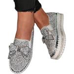 Silberne Minetom Pailletten-Sneaker mit Pailletten ohne Verschluss in Normalweite leicht für Damen Größe 43 