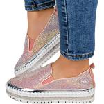Rosa Minetom Pailletten-Sneaker mit Strass ohne Verschluss in Normalweite leicht für Damen Größe 39 