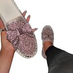 Rosa Minetom Pailletten-Sneaker mit Pailletten ohne Verschluss in Normalweite leicht für Damen Größe 43 