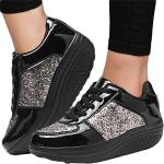 Schwarze Minetom Pailletten-Sneaker mit Pailletten mit Schnürsenkel in Normalweite leicht für Damen Größe 42 