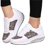 Weiße Minetom Pailletten-Sneaker mit Pailletten mit Schnürsenkel in Normalweite leicht für Damen Größe 42 