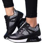 Schwarze Minetom Pailletten-Sneaker mit Pailletten mit Schnürsenkel in Normalweite leicht für Kinder Größe 35 
