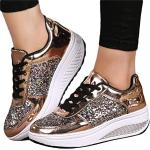 Goldene Minetom Pailletten-Sneaker mit Pailletten mit Schnürsenkel in Normalweite leicht für Damen Größe 42 
