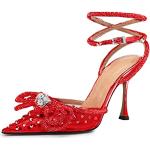 Rote Minetom Spitze High Heels & Stiletto-Pumps mit Strass mit Schnalle für Damen Größe 37 für den für den Sommer 