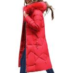Rote Gesteppte Winddichte Minetom Maxi Steppjacken mit Kapuze aus Baumwolle mit Kapuze für Damen Größe XXL für Partys für den für den Winter 