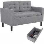 Hellgraue Moderne Zweisitzer-Sofas aus Stoff mit Stauraum Breite 100-150cm, Höhe 100-150cm, Tiefe 50-100cm 2 Personen 