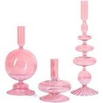 Rosa 18 cm Kerzenständer Sets 28 cm glänzend aus Glas 3-teilig 