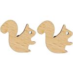Bunte Motiv Miniblings Holzohrringe mit Eichhörnchenmotiv aus Holz handgemacht für Herren zum Schulanfang 
