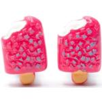 Pinke Miniblings Ohrclips mit Eismotiv versilbert aus Kunststoff handgemacht zum Schulanfang 