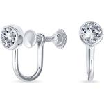 Silberne Minimalistische Bling Jewelry Runde Ohrclips aus Silber mit Zirkonia für Damen 